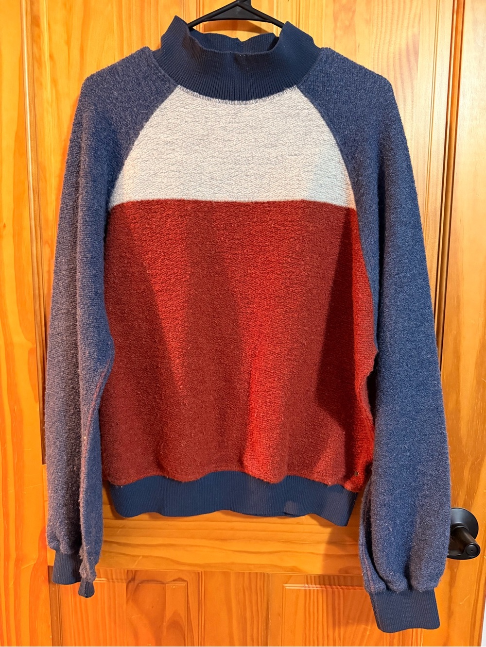 Womens Colorblock Crewneck Sweater - Navy, Rust & Light Gray